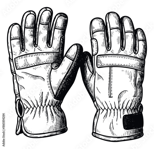 Essential protective work gloves ready for challenging manual tasks perfect for industrial safety guides construction site graphics and occupational equipment presentations.