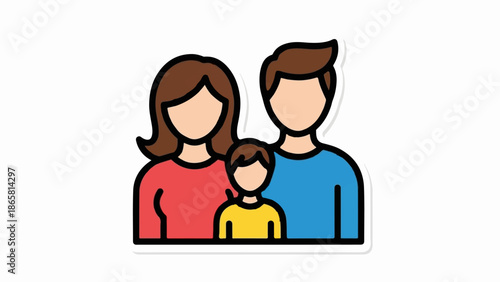 Cartoon illustration of a family mother, father, and son