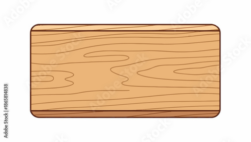 A cartoon-style wooden board with a light brown wood grain pattern and rounded corners
