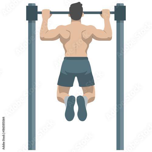 Man Do Pullups Illustration.