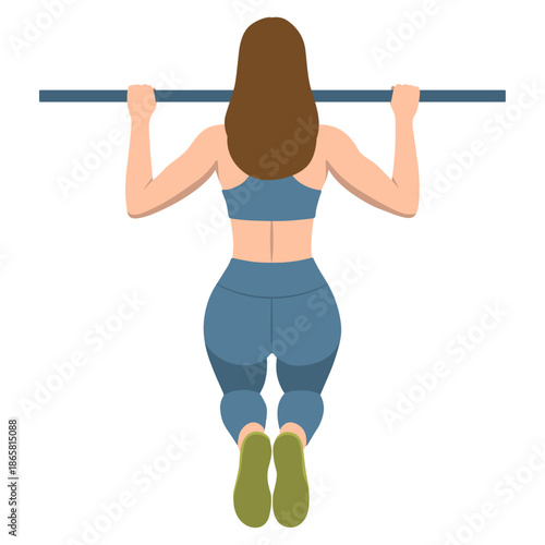 Woman Do Pullups Illustration.