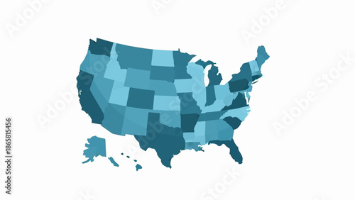 A choropleth map of the United States, with states colored in shades of blue