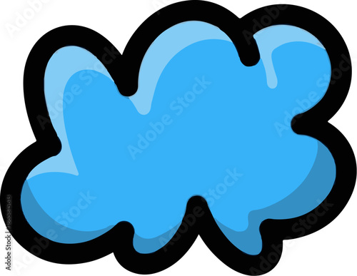 A cartoonish blue cloud shape with a black outline and light blue shading