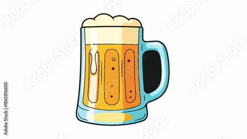 Frothy golden liquid with bubbles in a clear mug, a refreshing beverage