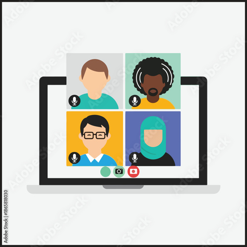 Online Video Conference Meeting Illustration