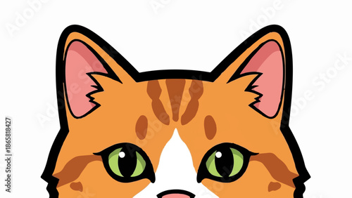 A close-up, stylized cartoon depiction of the upper face of an orange tabby cat