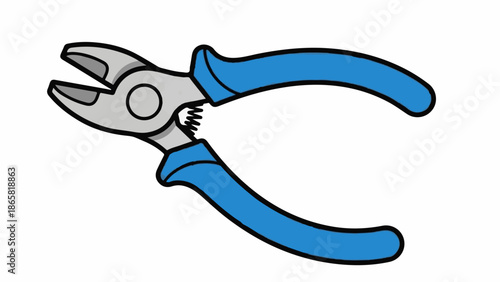 A cartoon illustration of blue-handled pliers on a white background