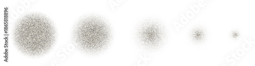 Noise spray gradient. Set of round grain effect. Dot dissolve texture. Stipple texture, grainy airbrush dots. Gray stipple vector pattern