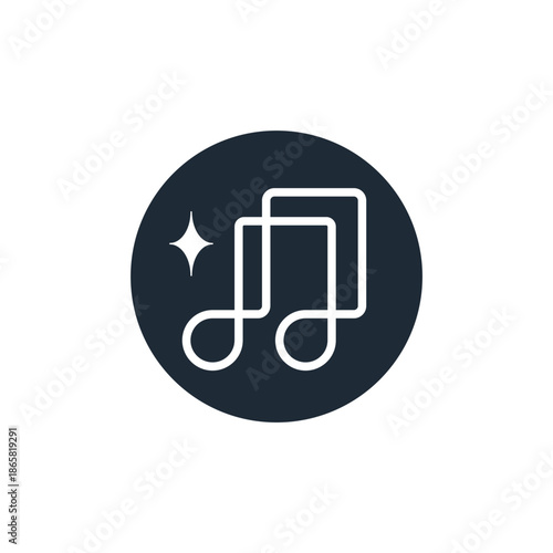 Button with a musical note. Vector linear icon isolated on white background.