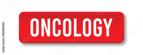 Oncology Medical Button Label with Red Background and White Text, Hospital Department Sign Design, Vector