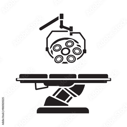 Surgical operating table with an adjustable overhead light for procedures vector