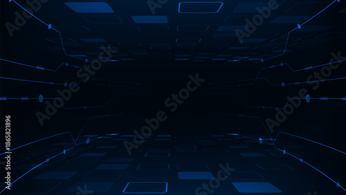 Abstract  technology with line circuit and perspective square pattern space for text. Futuristic background.