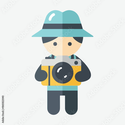 Cute Detective Cartoon Character Illustration