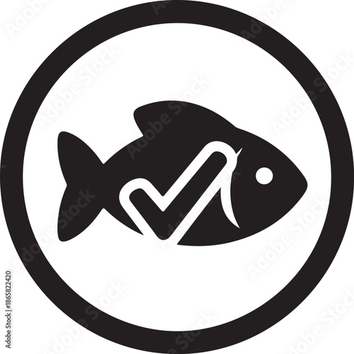 Approved fish symbol isolated on white background, Vector, illustration