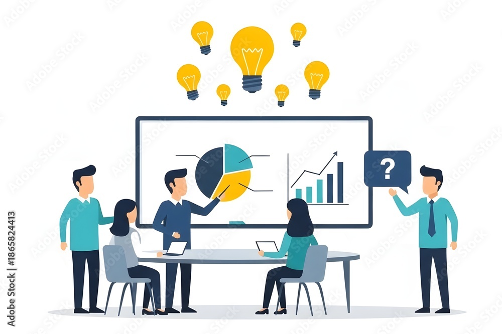 Fototapeta premium Business team brainstorming and analyzing data charts for creative project solutions