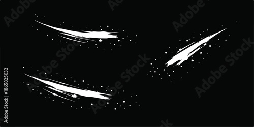Abstract vector illustration of a black and white background featuring a dark night sky with shiny magic star particles and a bright winter snow pattern for a holiday celebration
