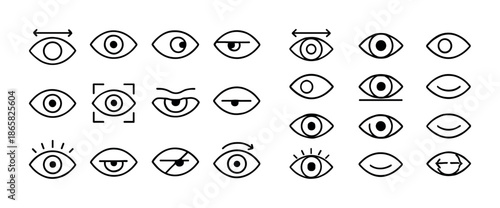 Minimalist eye expressions and movements icons set