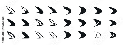 Set of diverse sailboat sail shapes and silhouettes in various designs