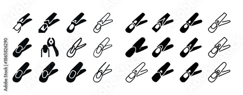 Vector icons of different hand tools in black and white design