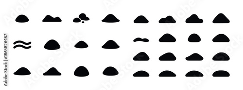 Collection of diverse sand dune silhouettes in various shapes and sizes
