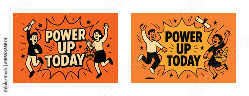 Excited students celebrating graduation success with diplomas and baskets