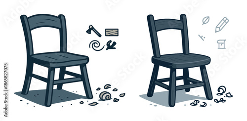 Comparison of handcrafted and digital design wooden chair techniques