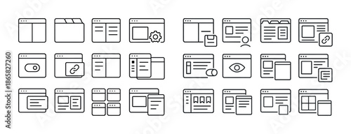 Minimalist web browser interface icons set for online navigation and ui design
