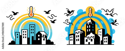 Urban climate change: illustrating heat and cold effects on cityscapes