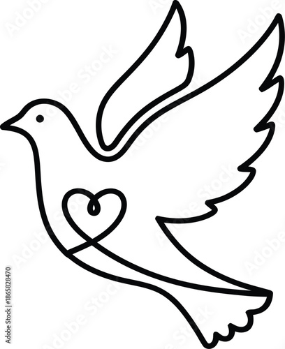 dove of peace vector of bird, International Day of Conscience, peace of sign , bird with love, love sign