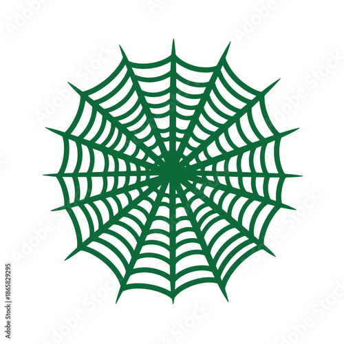 green spider web illustration on white background for halloween or nature themes
