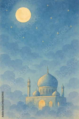 watercolor isra miraj sky background