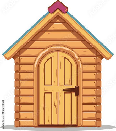 Cartoon Mini Wooden House Vector Illustration