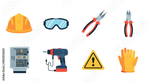 Essential safety and tools collection for construction and electrical work