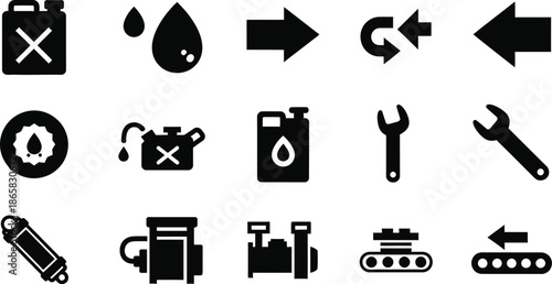Motorsports Vector Icon Set – Racing Car, Motorcycle, Helmet, Speed, Trophy, Fuel, Engine, Flag Icons with Adjustable Stroke