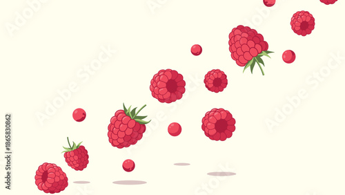 Seamless raspberry pattern: fresh berry delight in modern minimalist style