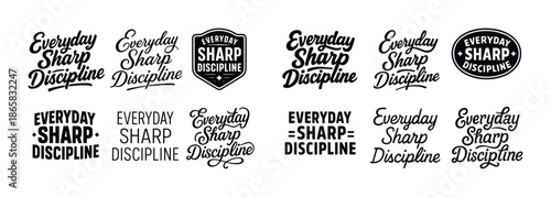 Variety of everyday sharp discipline logos in different styles and fonts