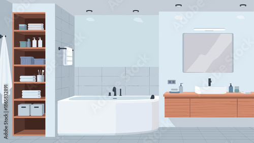 Elegant bathroom interior with modern fixtures and minimalist design elements