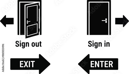 Emergency fire exit green sign set. Evacuation route and safe area direction icons. Running man pictogram. Public information safety symbol collection for wayfinding.
