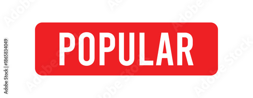 Popular Badge Label in Red with White Text, Trending Content Highlight Tag for Website and UI Design, Vector