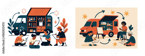 Mobile art studio engaging children and adults in outdoor creative activities