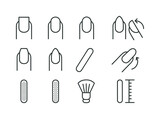 Nail Shaping Icons. Nail shaping. Line icon set of Nail shaping: square nail icon, round nail icon, oval nail icon, almond nail icon, coffin nail icon,