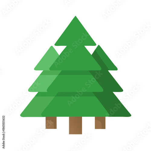 Green 3D origami paper Christmas tree vector illustration with a star for a merry winter holiday celebration greeting card design