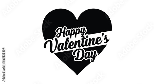a black heart shape with elegant calligraphy reading happy valentine s day a romantic and lovely silhouette