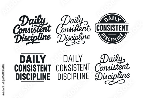 Lettering Styles Grid. Daily consistent discipline. Set lettering. harmonious lettering variations of the same emblematic concept, each with different artistic