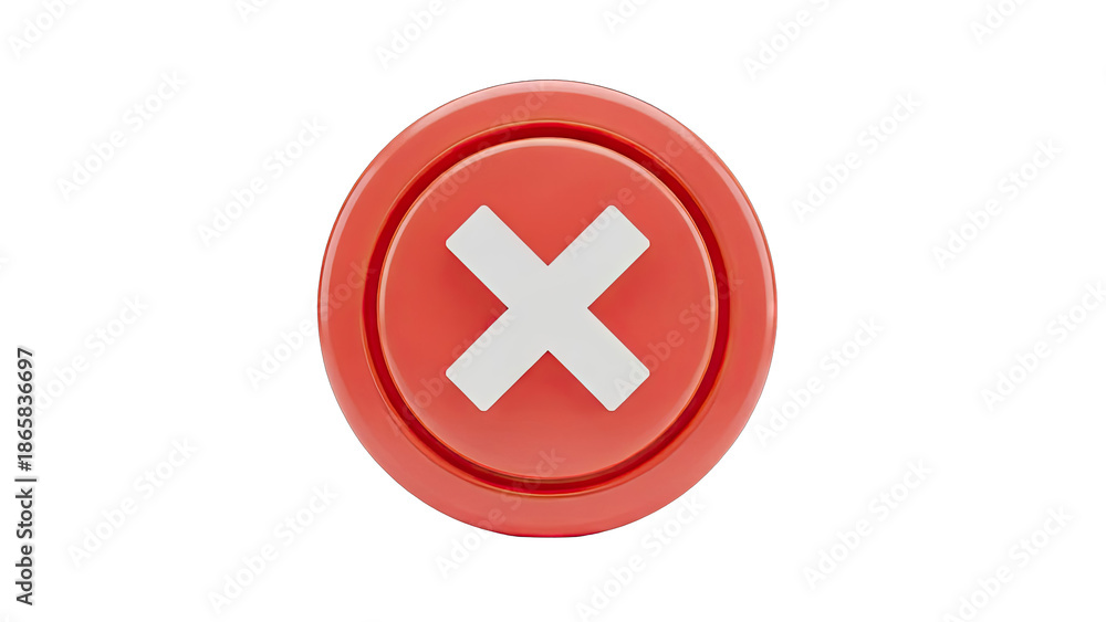Obraz premium Red Cancel Button with White Cross Icon