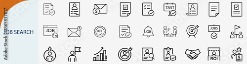 Icons for Career Opportunity: A curated collection of meticulously designed icons representing job search, recruitment, career advancement, and professional development.