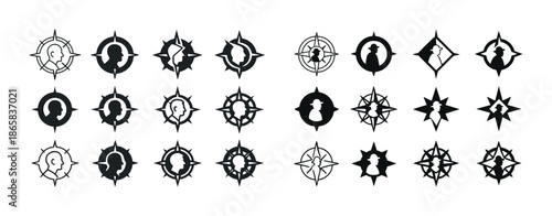 Vintage silhouette icons and compass starburst designs collection