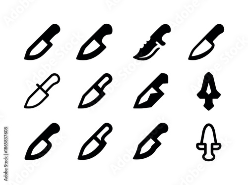 Sharp Blade Icons. Dangerous. Icon set. Set Logo of Dangerous: sharp blade icon. harmonious logo variations of the same emblematic concept, each with different