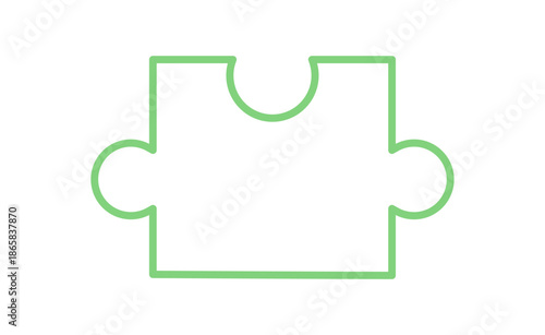Flat silhouette outline of a jigsaw puzzle piece. Simple and minimal boardgame graphic for fun, play, or leisure. Suitable for themes of childhood, toy activities, and family hobbies. Perfect playful