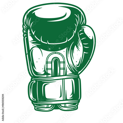 Green boxing glove illustration in white background for sports design  boxing equipment